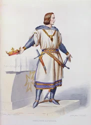 Porträt von Philipp II. Augustus (1165-1223) König von Frankreich, graviert von Constant Louis Lorichon, 1841